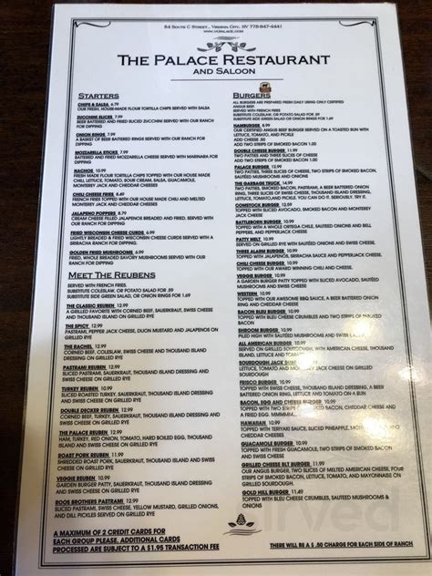 delta saloon Virginia city menu